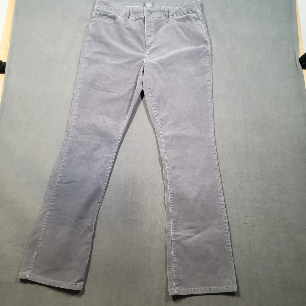 St. John's Bay Corduroy Pants Womens 14T Gray Bootcut Leg Stretch Tall